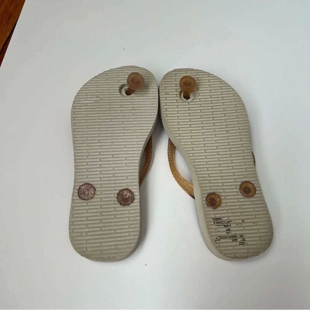 Havaianas| Disney Kids Frozen Flip Flops/Sandals- Blue and Gold- Size 10C